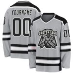 Custom Hockey Jersey - Gray Black and White Design, Personalized Team Jersey Custom Gray Black-White Hockey Jersey