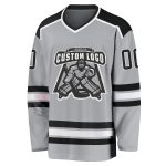 Custom Hockey Jersey - Gray Black and White Design, Personalized Team Jersey Custom Gray Black-White Hockey Jersey - Image 2