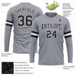 Custom Long Sleeve Performance T-Shirt in Gray and Black-White for Men and Women Custom Gray Black-White Long Sleeve Performance - Image 3