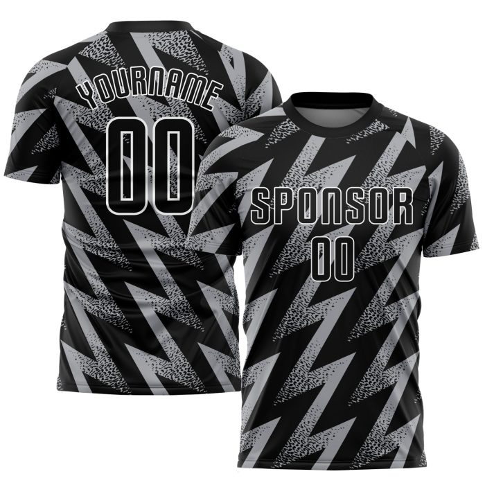 Custom Sublimation Soccer Jersey in Gray and Black-White Design Custom Gray Black-White Sublimation Soccer Uniform Jersey - Image 1