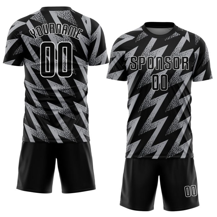 Custom Sublimation Soccer Jersey in Gray and Black-White Design Custom Gray Black-White Sublimation Soccer Uniform Jersey - Image 2