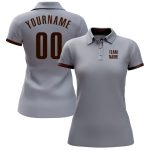 Custom Performance Golf Polo Shirt - Gray Brown Mens Golf Apparel Custom Gray Brown Performance Golf Polo Shirt - Image 2
