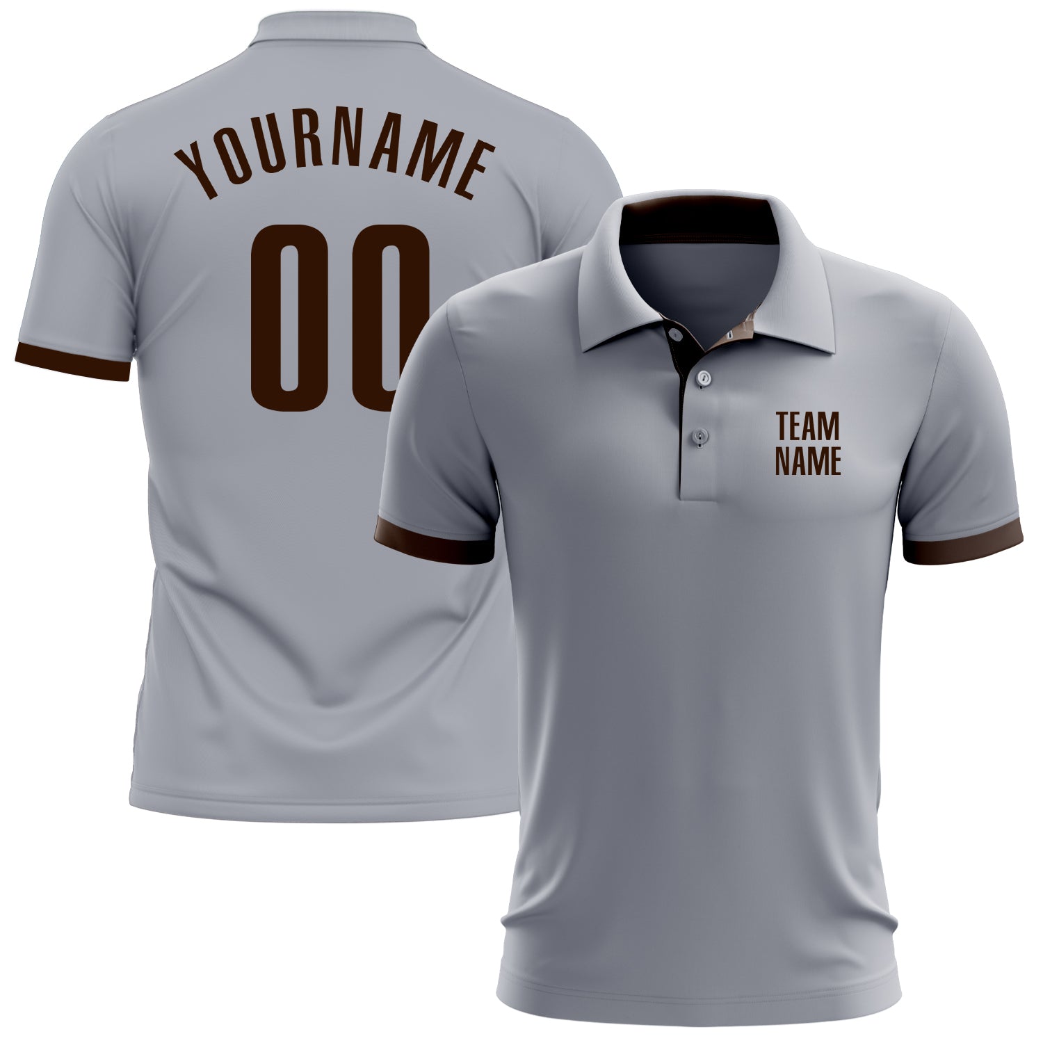 Custom Performance Golf Polo Shirt - Gray Brown Mens Golf Apparel Custom Gray Brown Performance Golf Polo Shirt