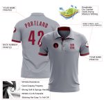 Custom Gray Crimson Performance Golf Polo Shirt for Men - Breathable Activewear Custom Gray Crimson Performance Golf Polo - Image 3