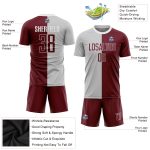 Custom Gray Crimson White Soccer Jersey Sublimation Split Fashion Uniform Custom Gray Crimson-White Sublimation Split Fashion - Image 3