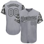 Custom Gray Black Camo 3D Pattern Authentic Baseball Jersey for Men Custom Gray Gray Black-Camo 3D Pattern Design Authentic