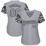 Custom Gray Black Camo 3D Pattern Authentic Baseball Jersey for Men Custom Gray Gray Black-Camo 3D Pattern Design Authentic - Image 2