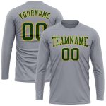 Gray Green-Gold Long Sleeve Performance T-Shirt for Men & Women - Custom Design Custom Gray Green-Gold Long Sleeve Performance - Image 2
