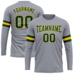 Gray Green-Gold Long Sleeve Performance T-Shirt for Men & Women - Custom Design Custom Gray Green-Gold Long Sleeve Performance