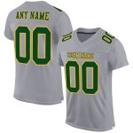 Custom Gray Green Gold Mesh Football Jersey - Authentic Sports Apparel Custom Gray Green-Gold Mesh Authentic Football Jersey