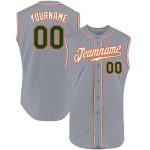 Custom Gray Green Orange Sleeveless Baseball Jersey - Authentic Sportswear Custom Gray Green-Orange Authentic Sleeveless
