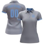 Performance Golf Polo Shirt in Custom Gray Light Blue for Men Custom Gray Light Blue Performance Golf Polo Shirt - Image 2