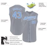 Custom Authentic Baseball Jersey Gray Light Blue White Sleeveless Custom Gray Light Blue-White Authentic Sleeveless Baseball - Image 2