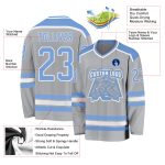 Custom Light Blue White Gray Hockey Jersey - Personalized Team Apparel Custom Gray Light Blue-White Hockey Jersey - Image 3