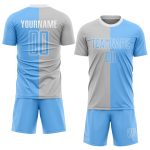 Custom Sublimation Soccer Jersey - Gray Light Blue White Split Fashion Uniform Custom Gray Light Blue-White Sublimation Split - Image 2