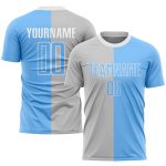 Custom Sublimation Soccer Jersey - Gray Light Blue White Split Fashion Uniform Custom Gray Light Blue-White Sublimation Split