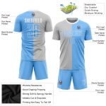 Custom Sublimation Soccer Jersey - Gray Light Blue White Split Fashion Uniform Custom Gray Light Blue-White Sublimation Split - Image 3
