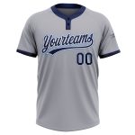 Custom Softball Jersey Unisex Two-Button Gray Navy Powder Blue Lightweight Apparel Custom Gray Navy-Powder Blue Two-Button - Image 2