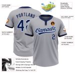 Custom Softball Jersey Unisex Two-Button Gray Navy Powder Blue Lightweight Apparel Custom Gray Navy-Powder Blue Two-Button - Image 3