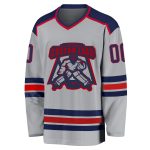 Custom Navy and Red Hockey Jersey - Personalized Gray Sports Apparel Custom Gray Navy-Red Hockey Jersey - Image 2