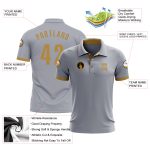 Custom Gray Old Gold Performance Golf Polo for Men - Stylish Golf Shirt Custom Gray Old Gold Performance Golf Polo Shirt - Image 3