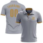 Custom Gray Old Gold Performance Golf Polo for Men - Stylish Golf Shirt Custom Gray Old Gold Performance Golf Polo Shirt