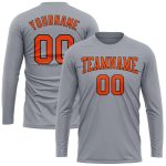 Custom Performance Long Sleeve T-Shirt - Gray, Orange & Black Design Custom Gray Orange-Black Long Sleeve Performance T-Shirt - Image 2
