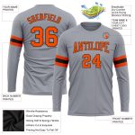 Custom Performance Long Sleeve T-Shirt - Gray, Orange & Black Design Custom Gray Orange-Black Long Sleeve Performance T-Shirt - Image 3