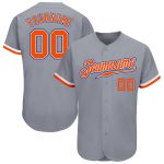 Custom Baseball Jersey in Gray, Orange, and White - Authentic Royal Design Custom Gray Orange White-Royal Authentic Baseball