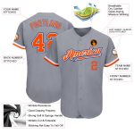 Custom Baseball Jersey in Gray, Orange, and White - Authentic Royal Design Custom Gray Orange White-Royal Authentic Baseball - Image 3