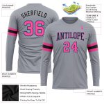 Custom Performance T-Shirt for Men and Women in Gray, Pink, Black, Light Blue - Long Sleeve Activewear Custom Gray Pink Black-Light - Image 3