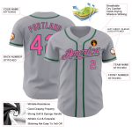 Custom Baseball Jersey Gray Pink Kelly Green Authentic Style 6861 Custom Gray Pink-Kelly Green Authentic Baseball Jersey - Image 3