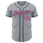 Custom Baseball Jersey Gray Pink Kelly Green Authentic Style 6861 Custom Gray Pink-Kelly Green Authentic Baseball Jersey - Image 2