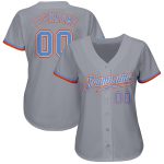 Authentic Custom Baseball Jersey in Gray, Powder Blue, White, and Orange Custom Gray Powder Blue White-Orange Authentic Baseball - Image 2