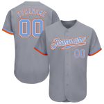 Authentic Custom Baseball Jersey in Gray, Powder Blue, White, and Orange Custom Gray Powder Blue White-Orange Authentic Baseball