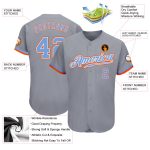 Authentic Custom Baseball Jersey in Gray, Powder Blue, White, and Orange Custom Gray Powder Blue White-Orange Authentic Baseball - Image 3