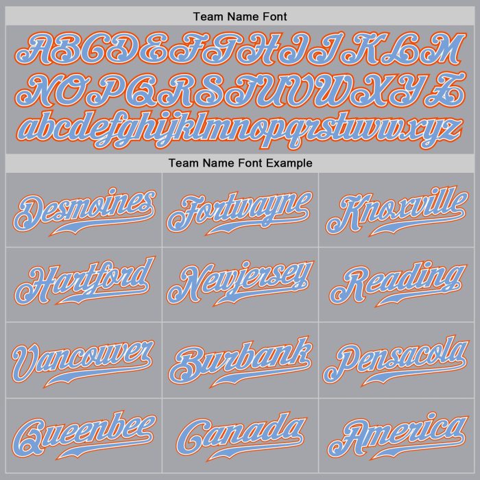 Authentic Custom Baseball Jersey in Gray, Powder Blue, White, and Orange Custom Gray Powder Blue White-Orange Authentic Baseball - Image 4