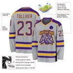 Custom Purple Gold Hockey Jersey - Personalized Gray Sports Apparel Custom Gray Purple-Gold Hockey Jersey - Image 3