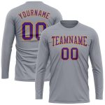 Gray Purple Gold Long Sleeve Performance T-Shirt Custom Design for Men and Women Custom Gray Purple-Gold Long Sleeve Performance - Image 2
