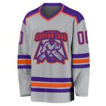 Custom Hockey Jersey - Gray Purple-Orange Design, Personalized Sports Apparel Custom Gray Purple-Orange Hockey Jersey - Image 2