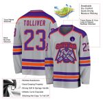 Custom Hockey Jersey - Gray Purple-Orange Design, Personalized Sports Apparel Custom Gray Purple-Orange Hockey Jersey - Image 3