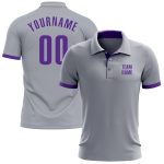 Custom Performance Golf Polo Shirt in Gray Purple - Stylish & Breathable Design Custom Gray Purple Performance Golf Polo