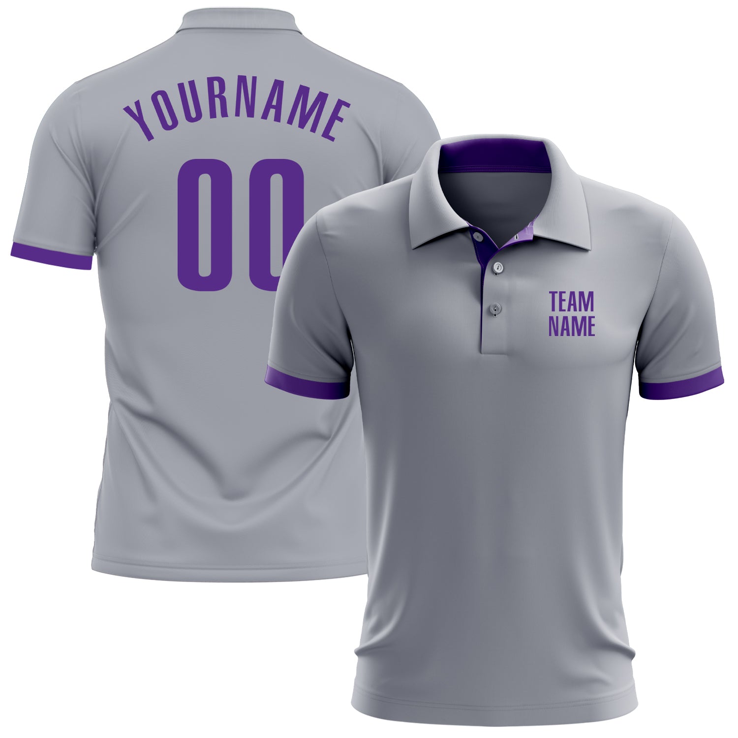 Custom Performance Golf Polo Shirt in Gray Purple - Stylish & Breathable Design Custom Gray Purple Performance Golf Polo