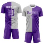 Custom Sublimation Soccer Jersey Gray Purple White Split Fashion Uniform Custom Gray Purple-White Sublimation Split Fashion - Image 2