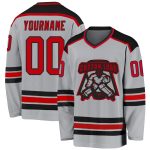 Custom Red Black Gray Hockey Jersey - Personalized Sports Apparel Custom Gray Red-Black Hockey Jersey