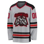 Custom Red Black Gray Hockey Jersey - Personalized Sports Apparel Custom Gray Red-Black Hockey Jersey - Image 2