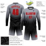 Custom Soccer Jersey Long Sleeve Fade Fashion Gray Red-Black Sublimation Uniform Custom Gray Red-Black Sublimation Long Sleeve - Image 3