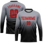 Custom Soccer Jersey Long Sleeve Fade Fashion Gray Red-Black Sublimation Uniform Custom Gray Red-Black Sublimation Long Sleeve