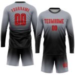 Custom Soccer Jersey Long Sleeve Fade Fashion Gray Red-Black Sublimation Uniform Custom Gray Red-Black Sublimation Long Sleeve - Image 2