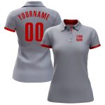 Performance Golf Polo Shirt in Custom Gray and Red Colors Custom Gray Red Performance Golf Polo Shirt - Image 2